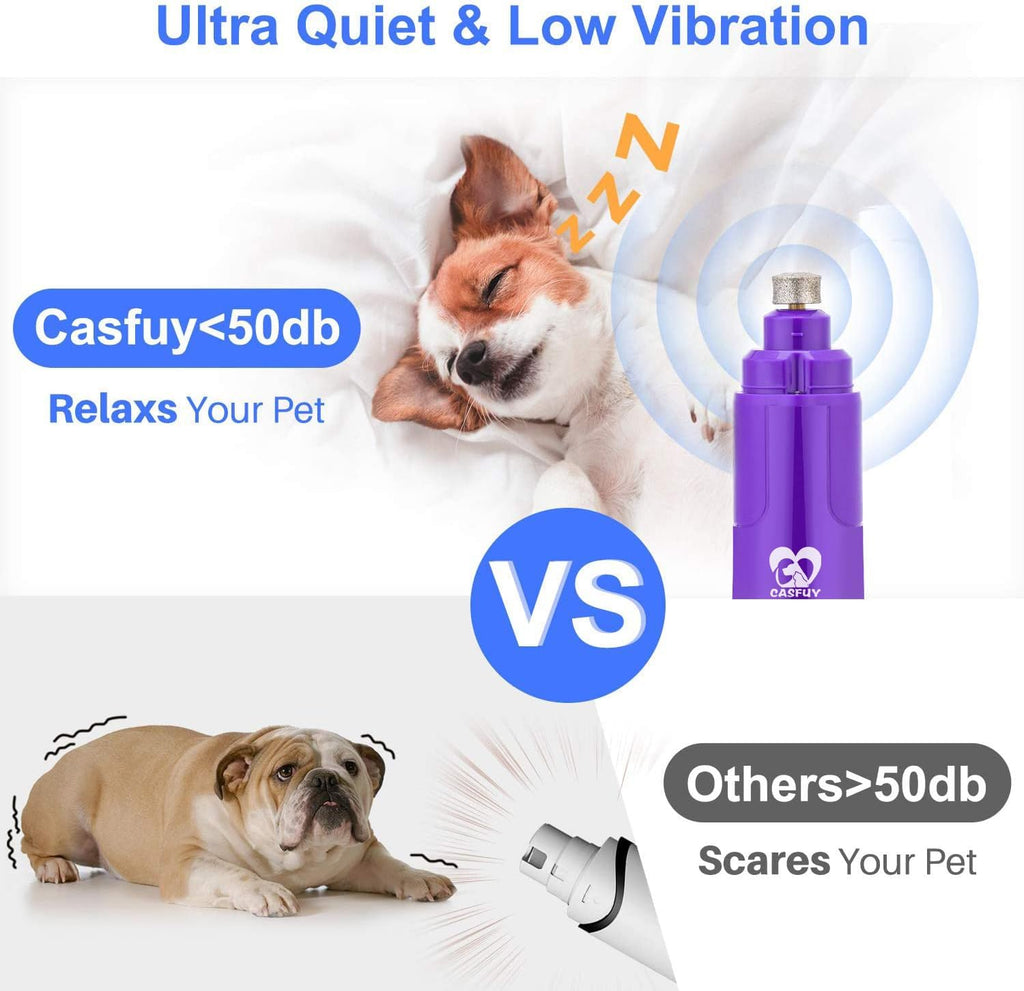 Nevulax Upgraded Dog Nail Grinder with LED Light - 2-Speed Electric Trimmer for Painless Grooming of Small to Large Dogs & Cats (Purple)