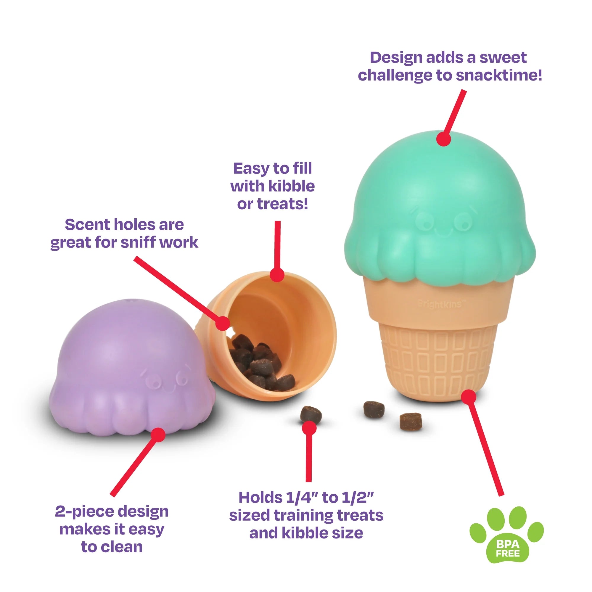 Nevulax Ice Cream Dog Toy Treat Dispenser - Playful Food Puzzle for Interactive Puppy Training & Birthdays